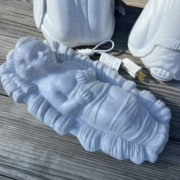 Vintage 90's Grand Venture Blow Mold Nativity Manger Scene Simulated Granite - Picture 2 of 16